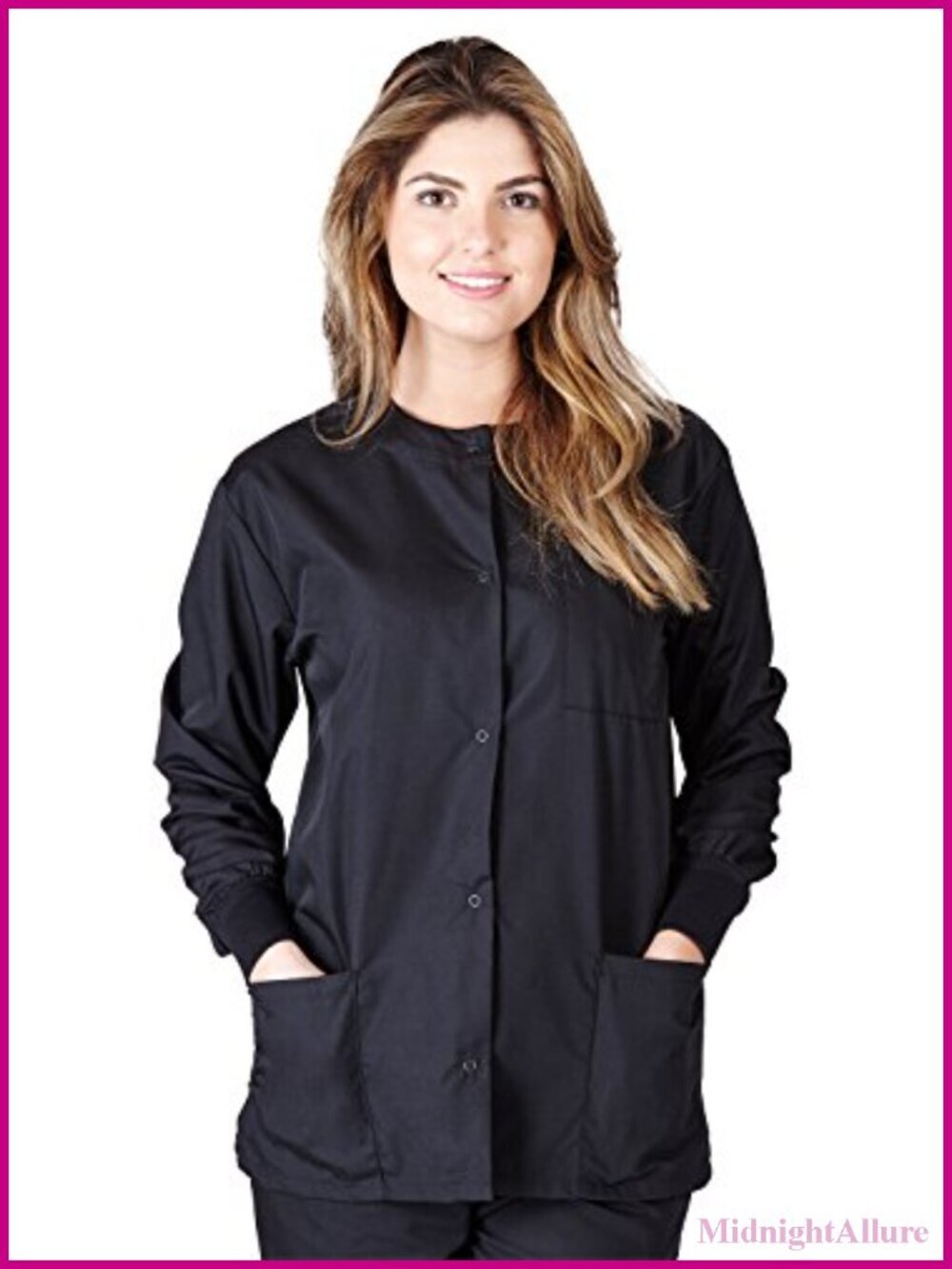 Warm Up Scrub Jacket with Knit Cuffs and Pockets